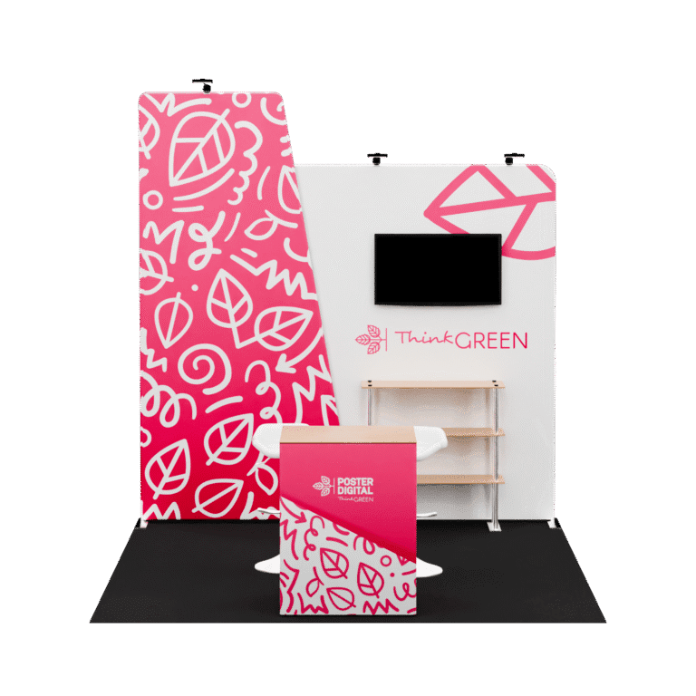 Stand modular modelo Stand Nilo para feiras 3x3 metros com iluminação LED e prateleiras